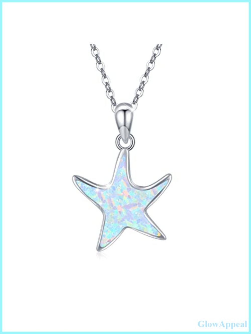 925 Sterling Silver Starfish Necklace Opal Beach Ocean Pendant Jewelry Gift
